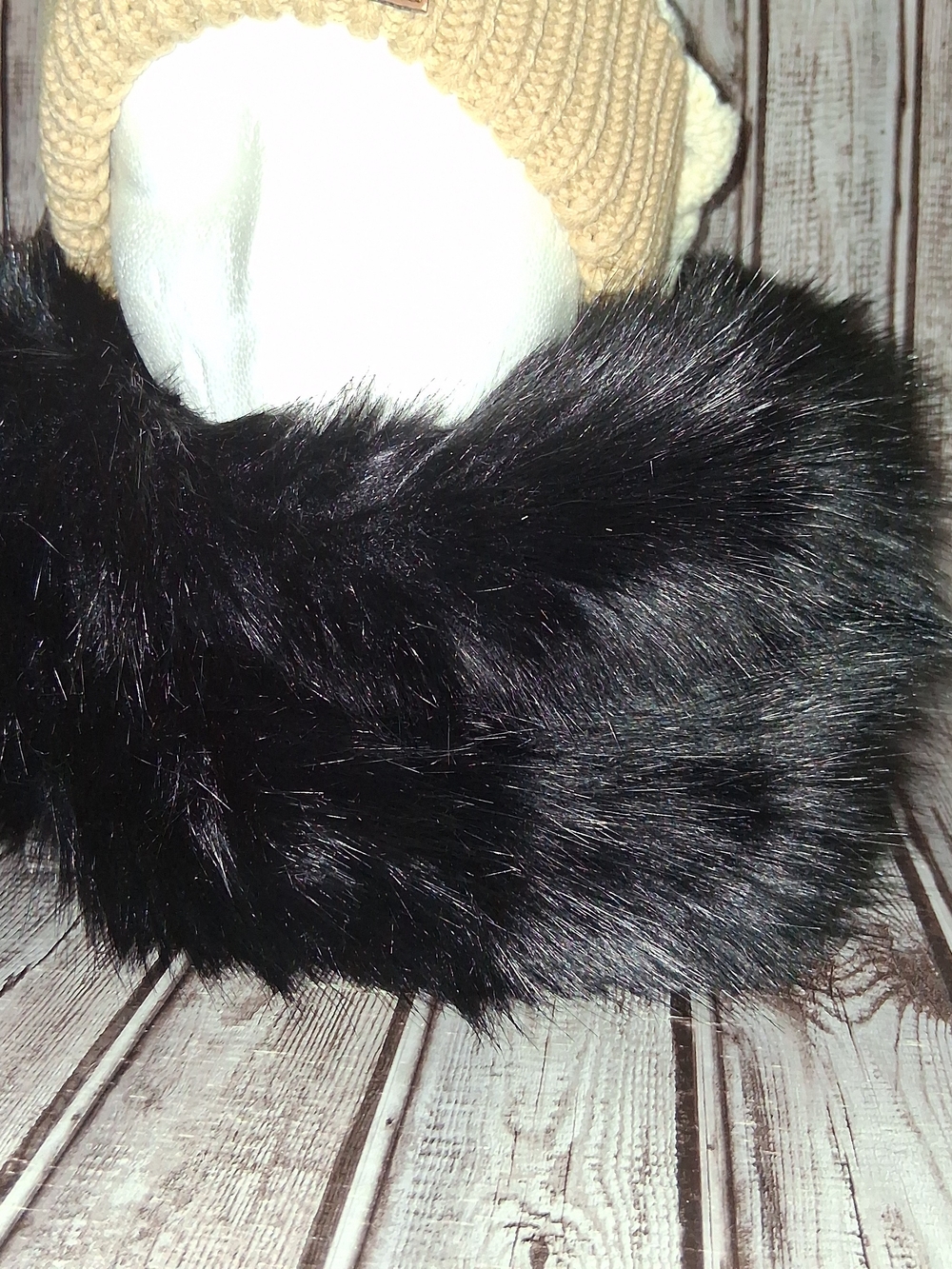 Luxe Black Faux Fur Collar Scarf